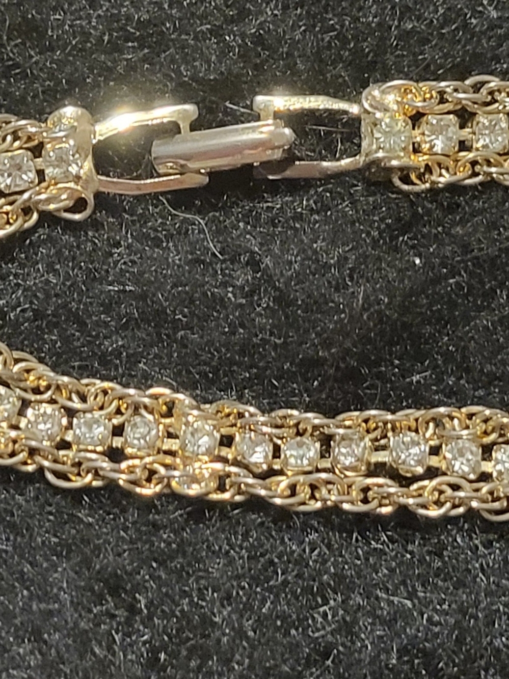 Gold-Tone Multi-Chain Bracelet with Clear Crystal Accents